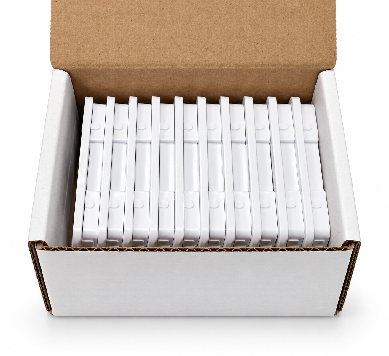 10-pack of white Box Defenders covers with the soldier design